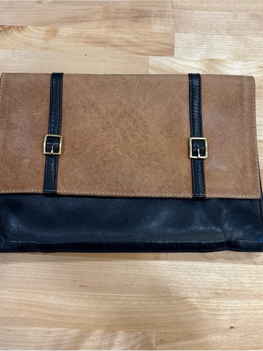 Sseko Tan Leather Crossbody Bag Flap Top Shoulder Purse Handbag missing strap